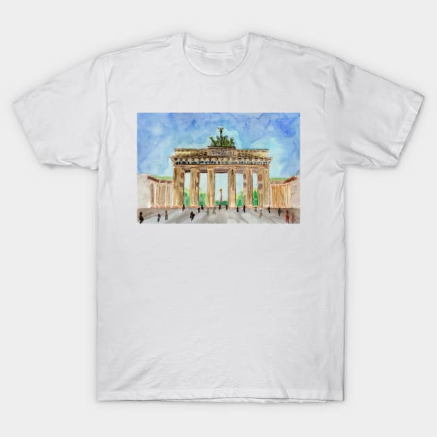 Brandenburg Gate Watercolor T-Shirt by ZeichenbloQ